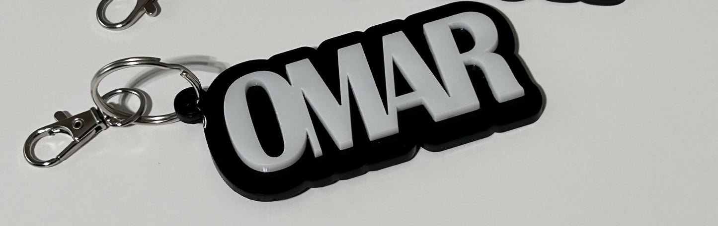 Personalized Bag Tag - White Acrylic with Black Acrylic Backing