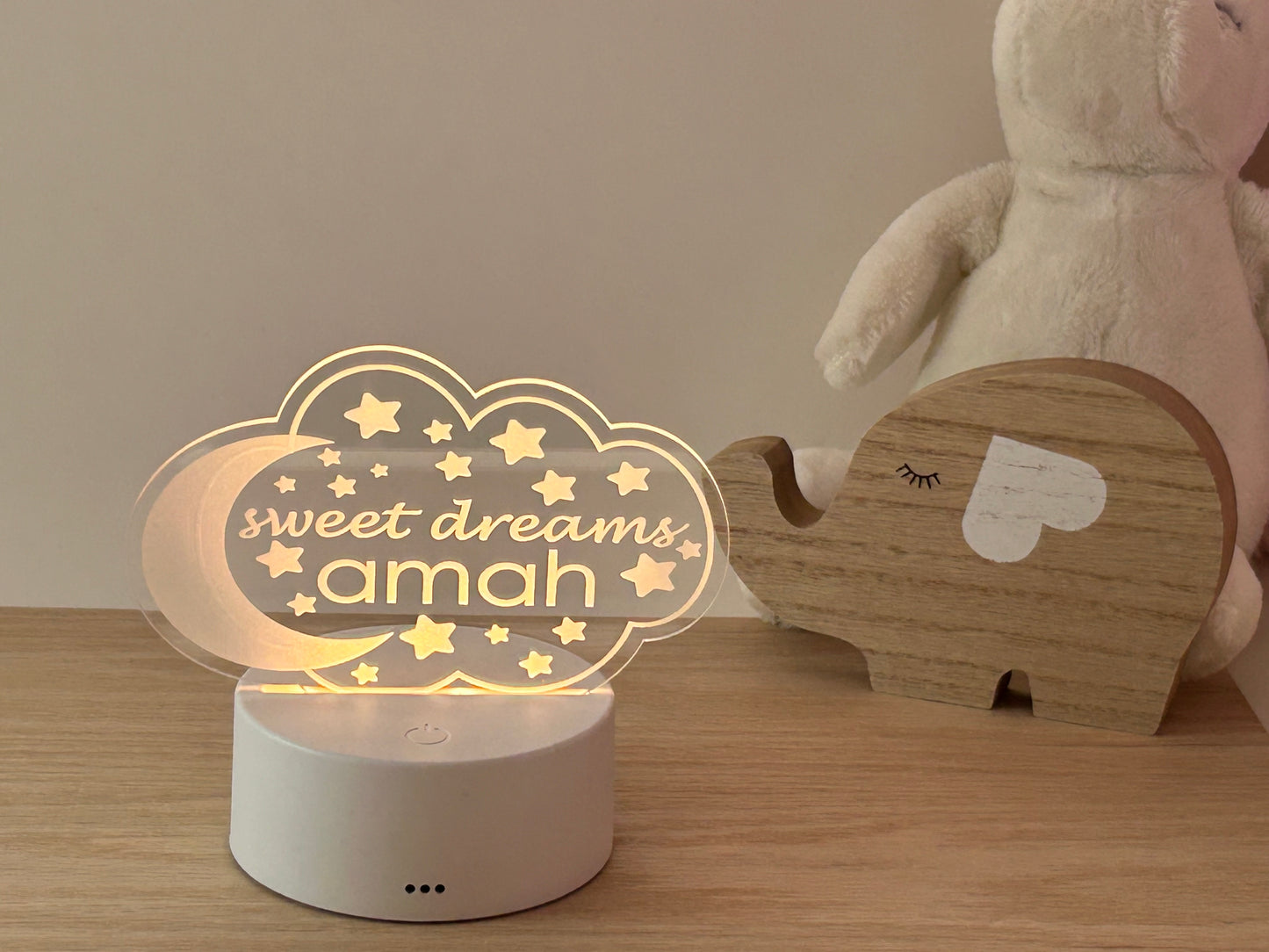 Personalized Acrylic Night Light | Cloud Design with Your Name