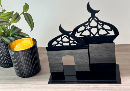 Mosque Centrepiece | Two-piece Set | Islamic Decor | Black Acrylic