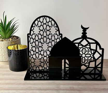 Mosque Design Centrepiece | Three-piece Set | Islamic Decor | White or Black Acrylic