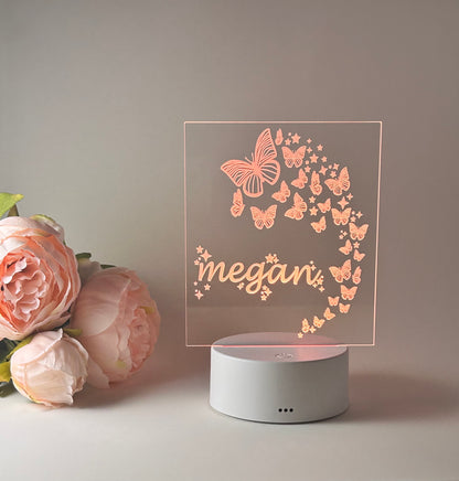 Personalized Acrylic Night Light | Butterfly Design with Your Name