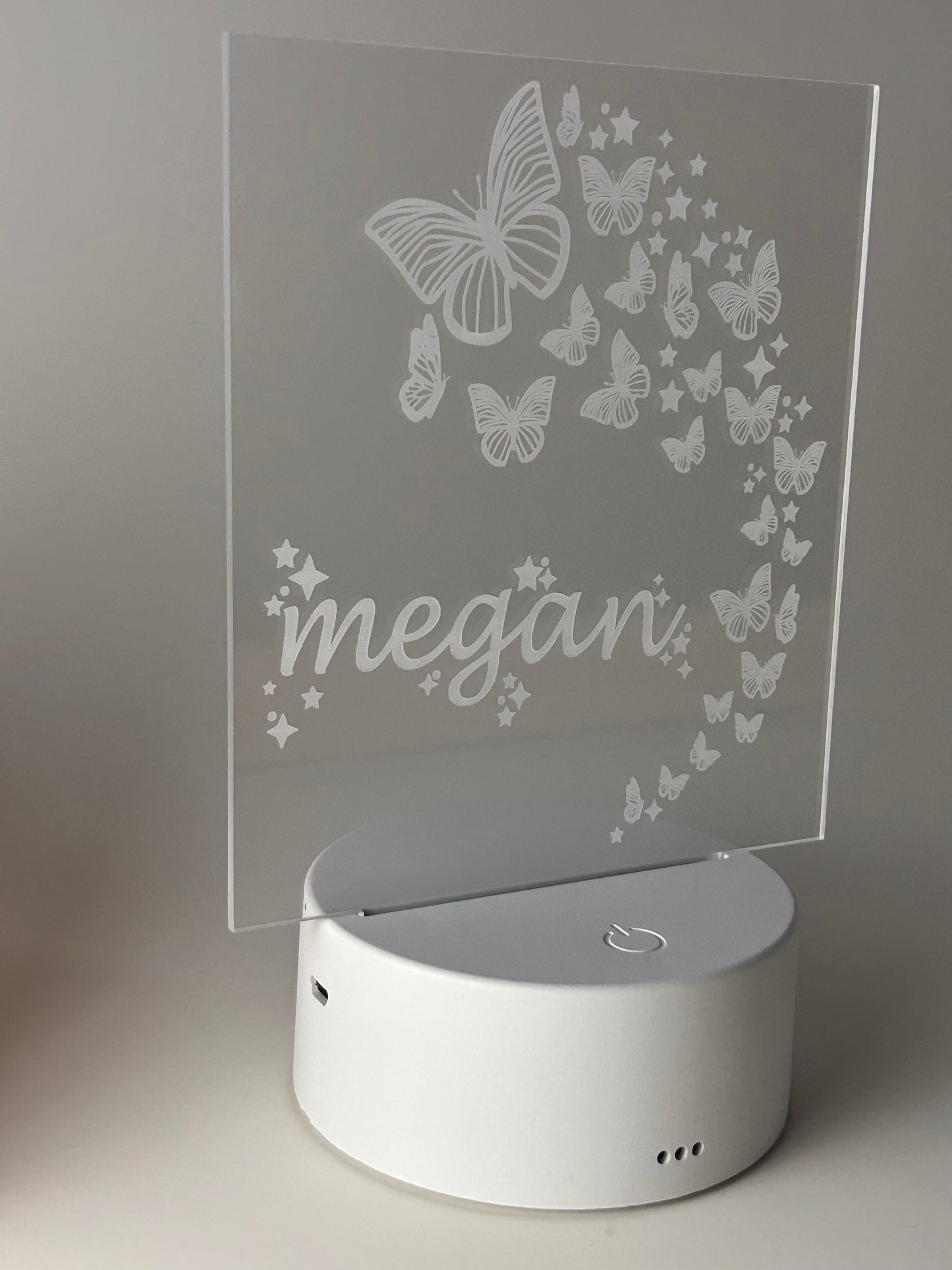 Personalized Acrylic Night Light | Butterfly Design with Your Name