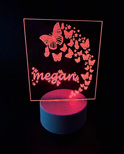 Personalized Acrylic Night Light | Butterfly Design with Your Name