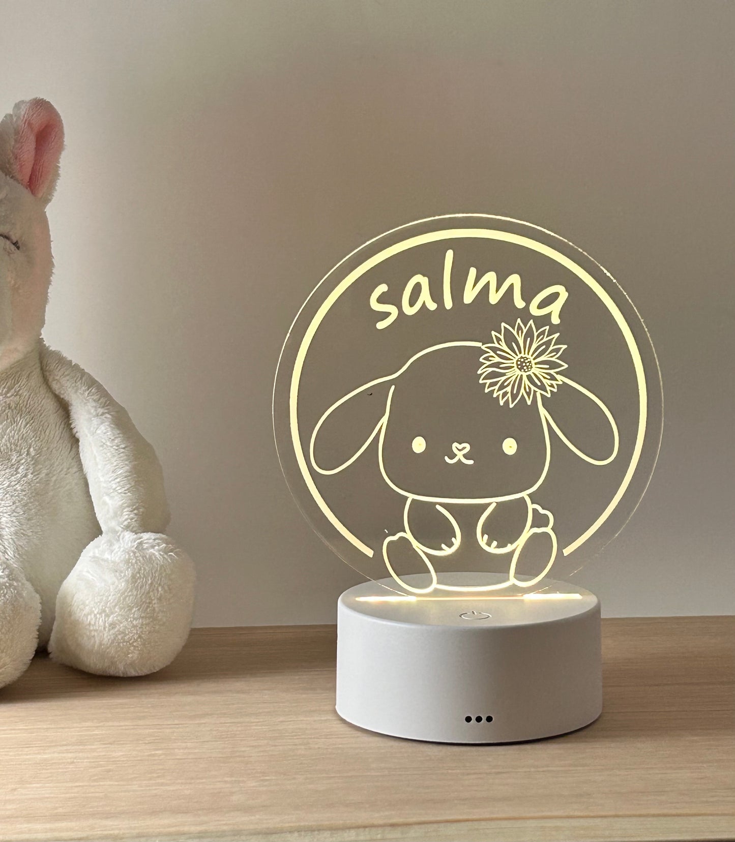 Personalized Acrylic Night Light | Bunny Design with Your Name