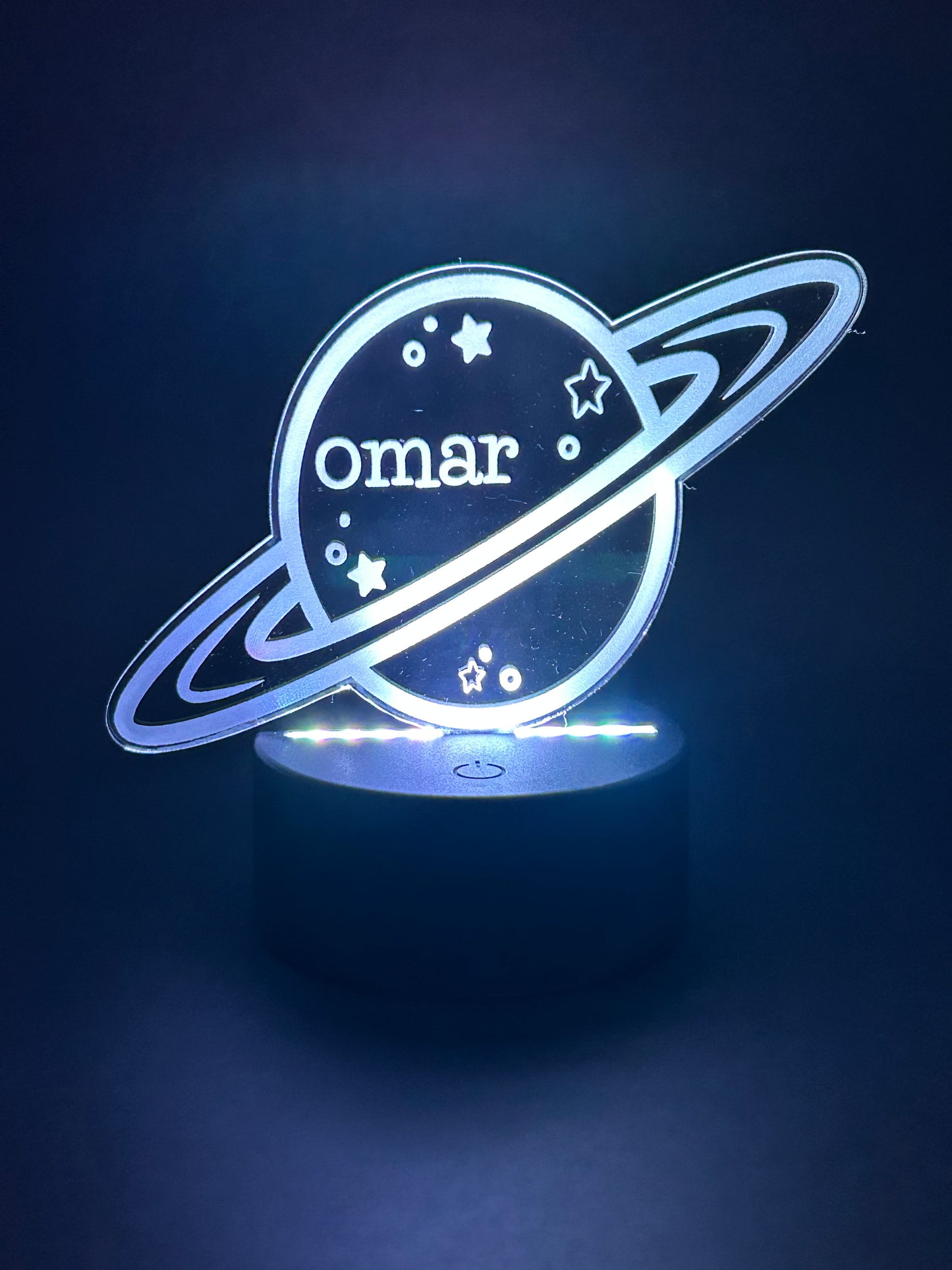 Personalized Acrylic Night Light | Planet Design with Your Name