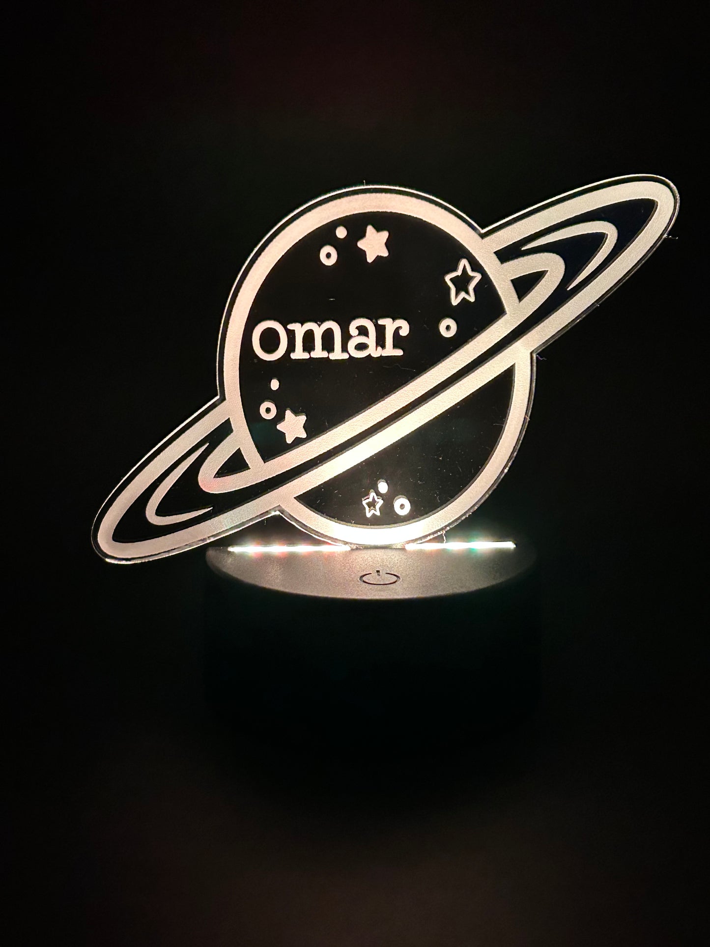 Personalized Acrylic Night Light | Planet Design with Your Name