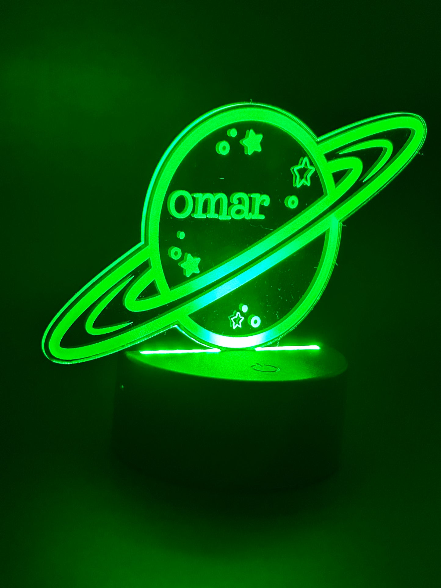 Personalized Acrylic Night Light | Planet Design with Your Name