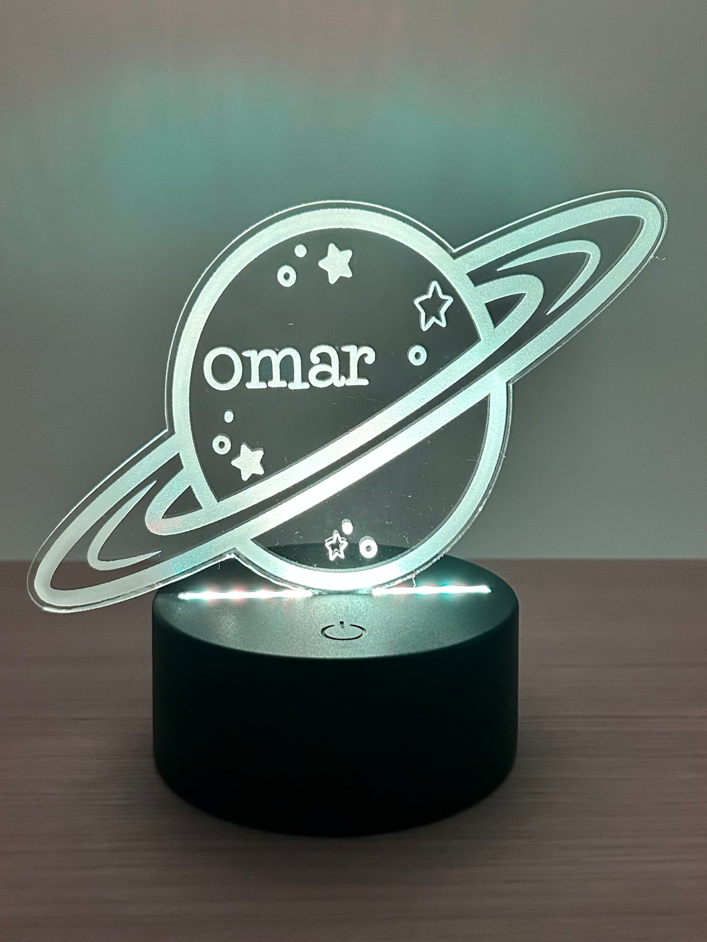 Personalized Acrylic Night Light | Planet Design with Your Name