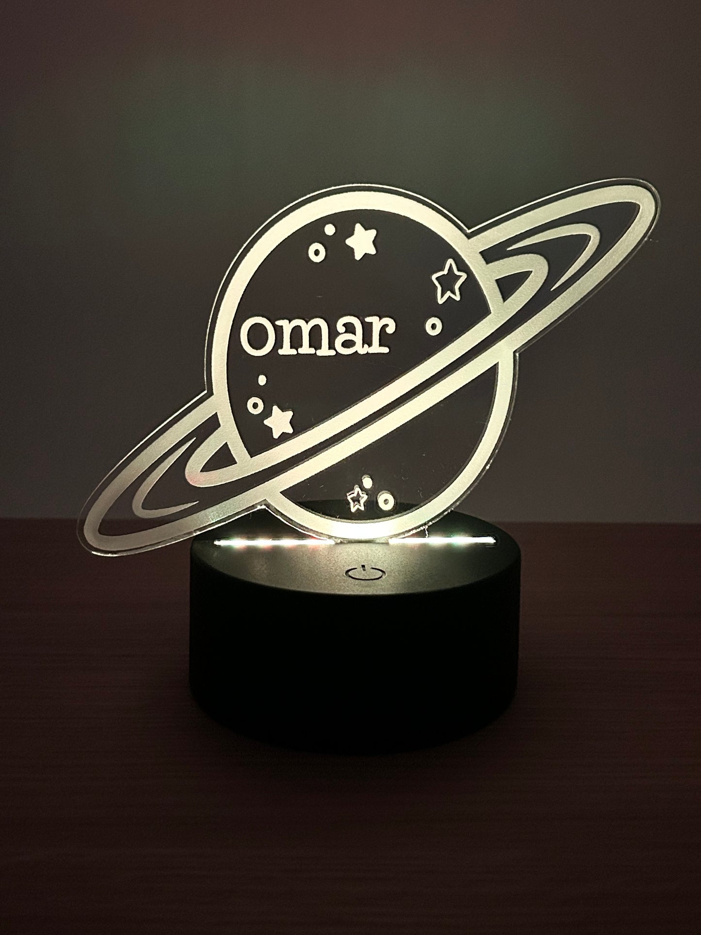 Personalized Acrylic Night Light | Planet Design with Your Name