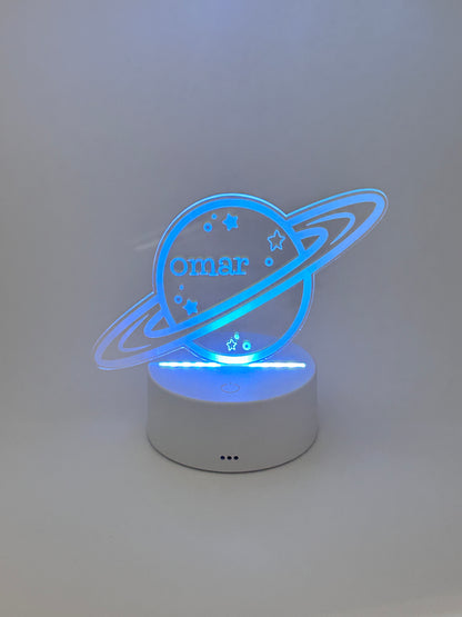 Personalized Acrylic Night Light | Planet Design with Your Name