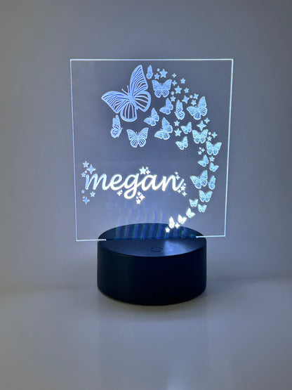 Personalized Acrylic Night Light | Butterfly Design with Your Name