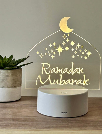 Ramadan Mubarak - Moontop Acrylic LED Night Light | Ramadan Gift