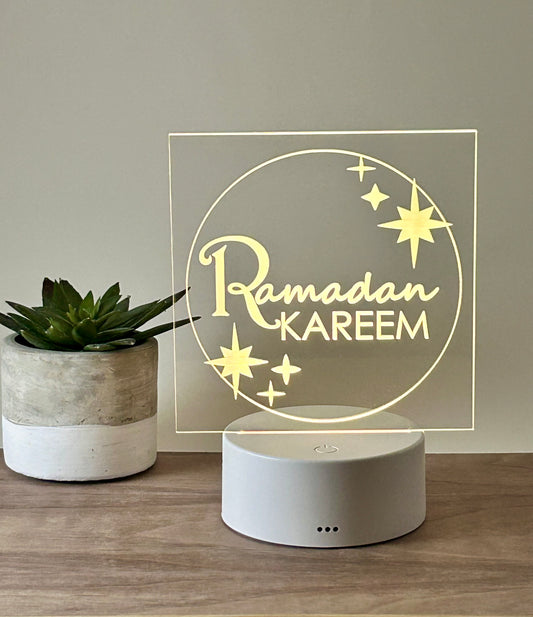 Ramadan Kareem - Stars Acrylic LED Night Light | Ramadan Gift