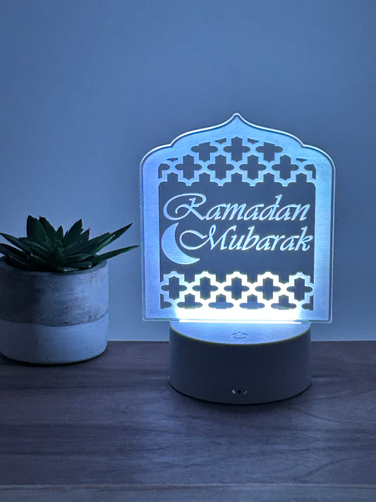 Ramadan Mubarak - Moroccan Arch - Acrylic LED Night Light | Ramadan Gift