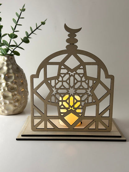 Geometric LED Tea Candle Holder | Baltic Birch