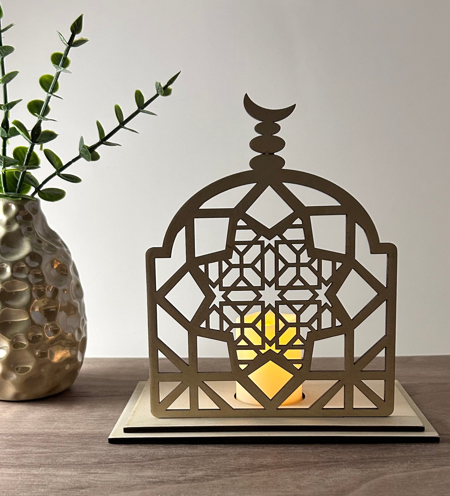 Geometric LED Tea Candle Holder | Baltic Birch