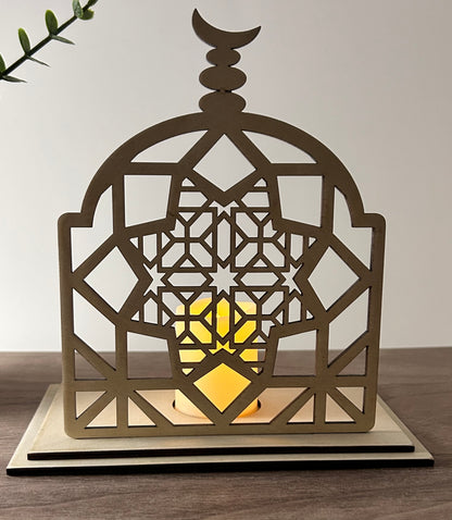 Geometric LED Tea Candle Holder | Baltic Birch