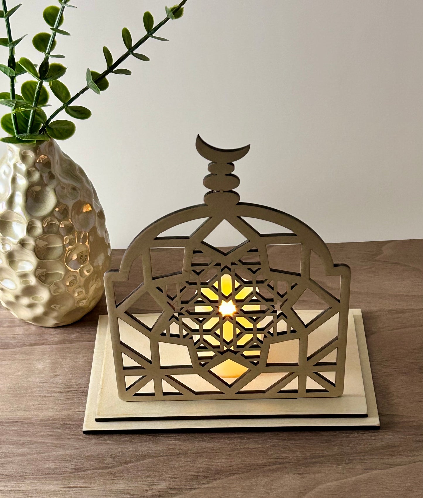 Geometric LED Tea Candle Holder | Baltic Birch