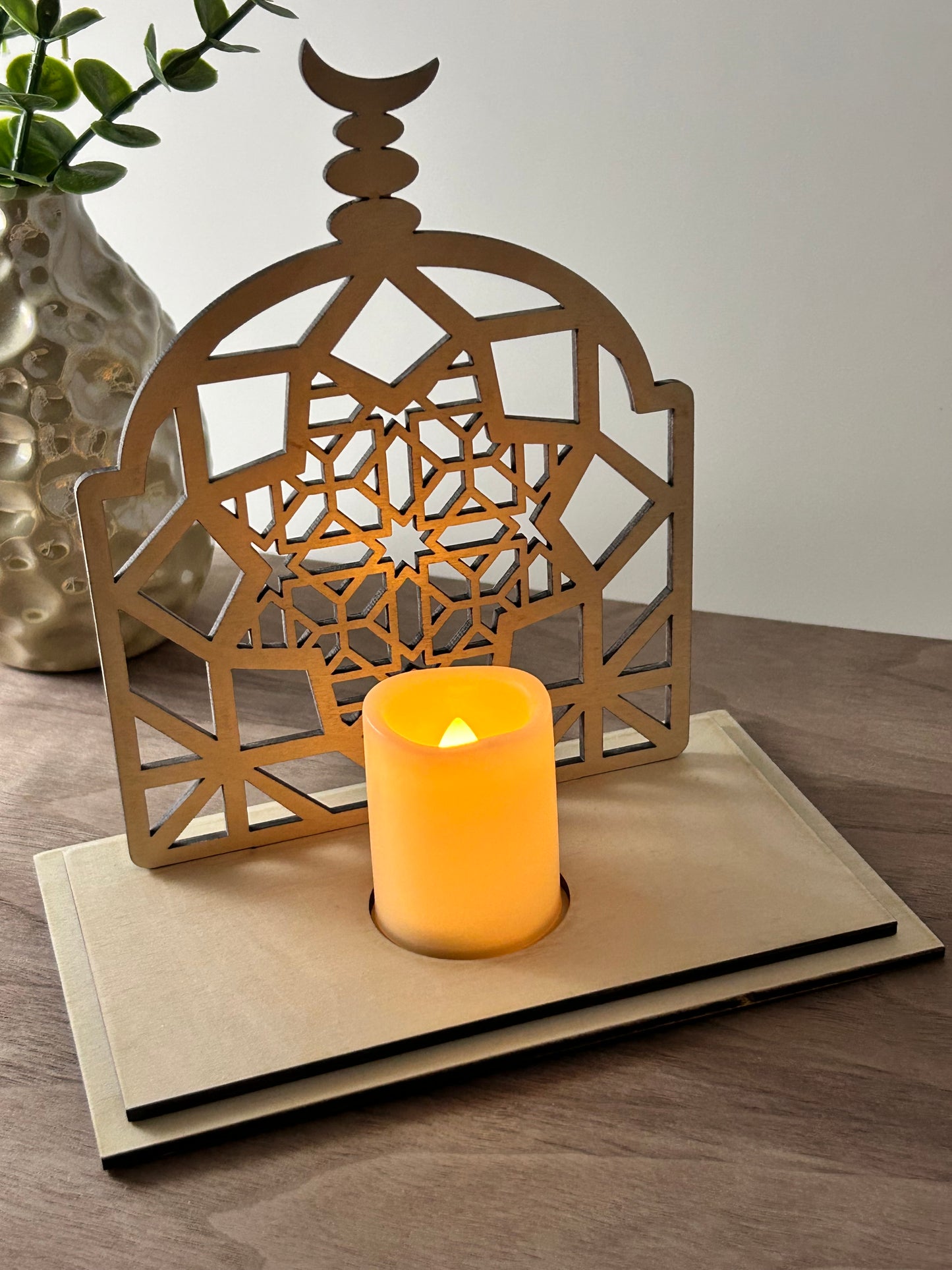 Geometric LED Tea Candle Holder | Baltic Birch