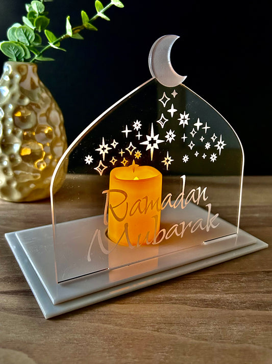 Ramadan Mubarak Acrylic LED Tea Candle Holder