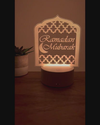 Ramadan Mubarak - Moroccan Arch - Acrylic LED Night Light | Ramadan Gift