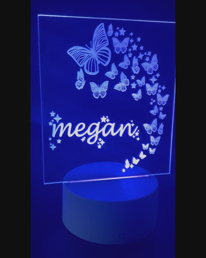 Personalized Acrylic Night Light | Butterfly Design with Your Name