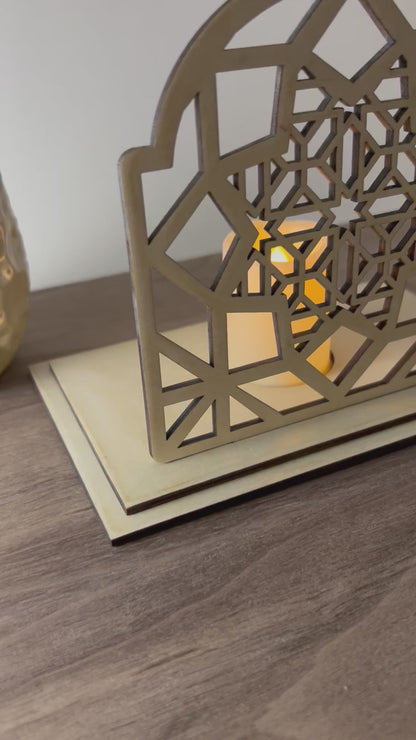 Geometric LED Tea Candle Holder | Baltic Birch